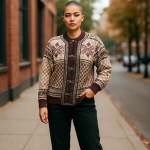 Dale of Norway Purple and Cream Cardigan Sweater